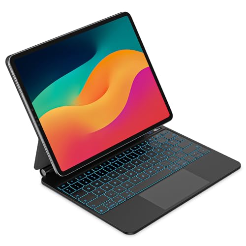 Bettdow für iPad Air 13 Zoll M3 2025/M2 2024/iPad Pro 12.9" Tastatur Hülle, Schwebendes Magnetisches Design mit Trackpad, QWERTZ-Layout Tastatur für Pro 12.9" 2018-2022, iPad Air 13", Schwarz von Bettdow