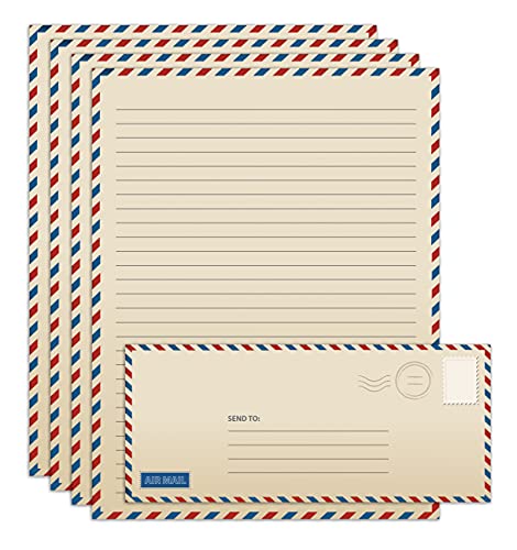 Better Office Products Briefpapier-Set im Vintage-Stil, 100-teiliges Set (50 linierte Blätter + 50 passende Umschläge), Briefgröße 21,6 x 27,9 cm, doppelseitiges und liniertes Papier, von Better von Better Office Products