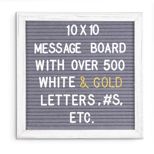 Better Office Products Buchstabenbrett aus Filz, mit Echtholz, auswechselbar, 25,4 x 25,4 cm, klappbarer Ständer und Wandhalterung, über 500 weiße und goldene Buchstaben, Zahlen, Wörter und Symbole, Better Office Products Buchstabenbrett aus Filz, mit Echtholz, auswechselbar, 25,4 x 25,4 cm, klappbarer Ständer und Wandhalterung, über 500 weiße und goldene Buchstaben, Zahlen, Wörter und Symbole, von Better Office Products