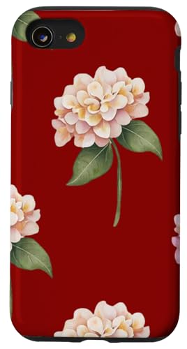 Hortensien-Design, weich, Aquarell, Boho-Stil auf Rot Hülle für iPhone SE (2020) / 7 / 8 von Better You Tees Etc.