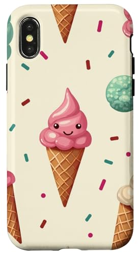 Niedliches, lustiges Eistüten-Design in sanften Pastellfarben Hülle für iPhone X/XS von Better You Tees Etc.
