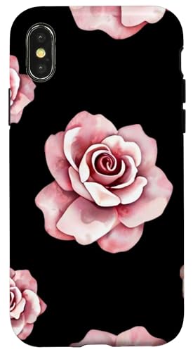 Roses Design, weiche Aquarellfarben im Boho-Stil auf Schwarz Hülle für iPhone X/XS Roses Design, weiche Aquarellfarben im Boho-Stil auf Schwarz Hülle für iPhone X/XS von Better You Tees Etc.