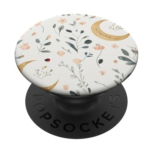 Skurriles Boho-Aquarell-Wildblumen-Design mit Mond und Insekten PopSockets Klebender PopGrip Skurriles Boho-Aquarell-Wildblumen-Design mit Mond und Insekten PopSockets Klebender PopGrip von Better You Tees Etc.