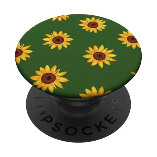 Sonnenblumen-Design, weich, Aquarell, Boho-Stil auf Grün PopSockets Klebender PopGrip Sonnenblumen-Design, weich, Aquarell, Boho-Stil auf Grün PopSockets Klebender PopGrip von Better You Tees Etc.