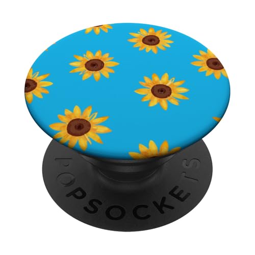 Sonnenblumen-Design, weich, Aquarell, Boho-Stil auf Hellblau PopSockets Klebender PopGrip von Better You Tees Etc.
