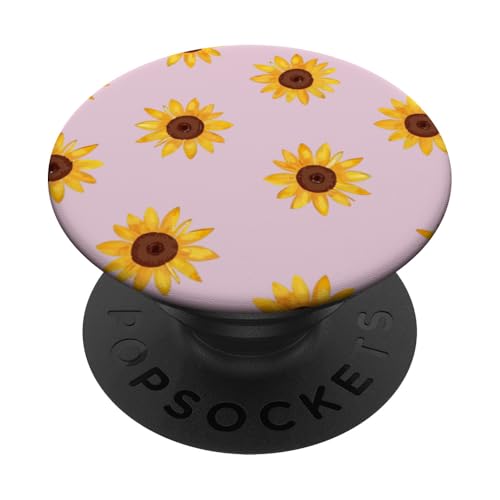 Sonnenblumen-Design, weich, Aquarell, Boho-Stil auf Hellrosa PopSockets Klebender PopGrip von Better You Tees Etc.
