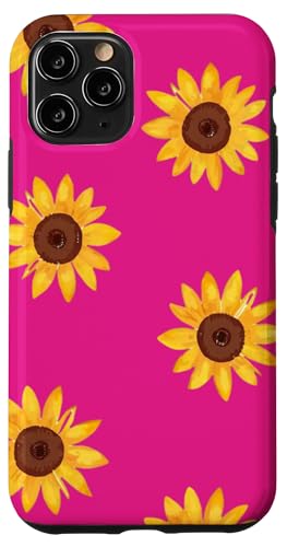 Sonnenblumen-Design, weich, Aquarell, Boho-Stil auf Hot Pink Hülle für iPhone 11 Pro Sonnenblumen-Design, weich, Aquarell, Boho-Stil auf Hot Pink Hülle für iPhone 11 Pro von Better You Tees Etc.