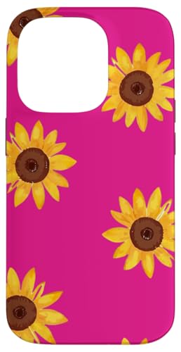 Sonnenblumen-Design, weich, Aquarell, Boho-Stil auf Hot Pink Hülle für iPhone 14 Pro Sonnenblumen-Design, weich, Aquarell, Boho-Stil auf Hot Pink Hülle für iPhone 14 Pro von Better You Tees Etc.