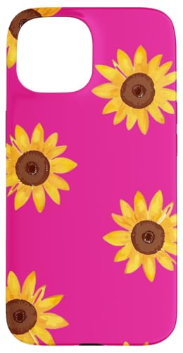 Sonnenblumen-Design, weich, Aquarell, Boho-Stil auf Hot Pink Hülle für iPhone 15 Sonnenblumen-Design, weich, Aquarell, Boho-Stil auf Hot Pink Hülle für iPhone 15 von Better You Tees Etc.