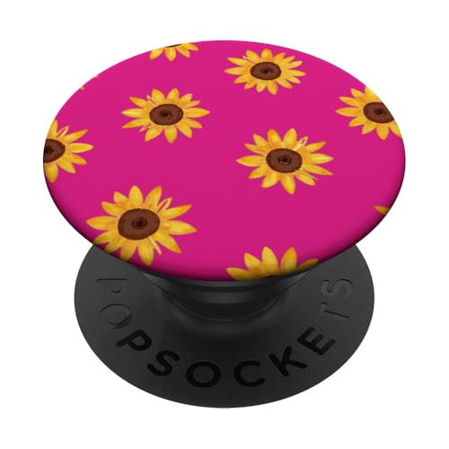 Sonnenblumen-Design, weich, Aquarell, Boho-Stil auf Hot Pink PopSockets Klebender PopGrip von Better You Tees Etc.