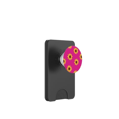 Sonnenblumen-Design, weich, Aquarell, Boho-Stil auf Hot Pink PopSockets PopWallet für MagSafe von Better You Tees Etc.