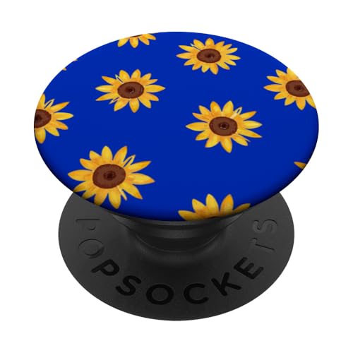 Sonnenblumen-Design, weich, Aquarell, Boho-Stil auf Königsblau PopSockets Klebender PopGrip Sonnenblumen-Design, weich, Aquarell, Boho-Stil auf Königsblau PopSockets Klebender PopGrip von Better You Tees Etc.