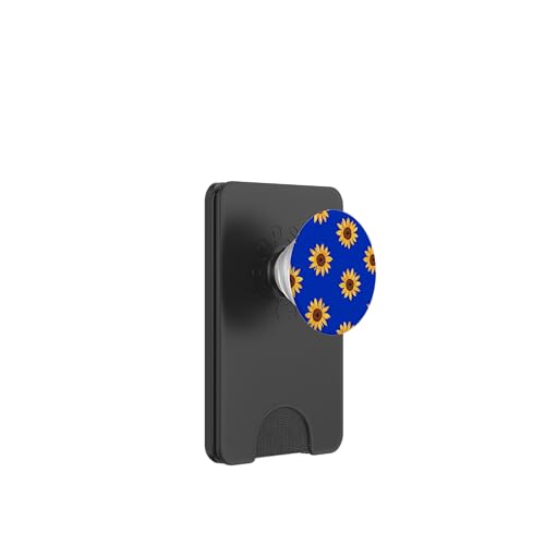 Sonnenblumen-Design, weich, Aquarell, Boho-Stil auf Königsblau PopSockets PopWallet für MagSafe von Better You Tees Etc.