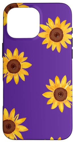 Sonnenblumen-Design, weich, Aquarell, Boho-Stil auf Lila Hülle für iPhone 16 Pro Max Sonnenblumen-Design, weich, Aquarell, Boho-Stil auf Lila Hülle für iPhone 16 Pro Max von Better You Tees Etc.