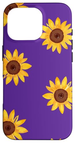 Sonnenblumen-Design, weich, Aquarell, Boho-Stil auf Lila Hülle für iPhone 16 Pro von Better You Tees Etc.