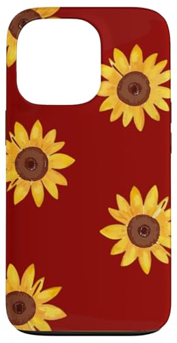 Sonnenblumen-Design, weich, Aquarell, Boho-Stil auf Rot Hülle für iPhone 13 Pro Sonnenblumen-Design, weich, Aquarell, Boho-Stil auf Rot Hülle für iPhone 13 Pro von Better You Tees Etc.