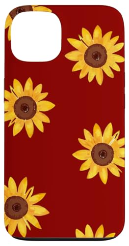 Sonnenblumen-Design, weich, Aquarell, Boho-Stil auf Rot Hülle für iPhone 13 Sonnenblumen-Design, weich, Aquarell, Boho-Stil auf Rot Hülle für iPhone 13 von Better You Tees Etc.
