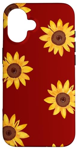 Sonnenblumen-Design, weich, Aquarell, Boho-Stil auf Rot Hülle für iPhone 16 Sonnenblumen-Design, weich, Aquarell, Boho-Stil auf Rot Hülle für iPhone 16 von Better You Tees Etc.