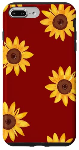 Sonnenblumen-Design, weich, Aquarell, Boho-Stil auf Rot Hülle für iPhone 7 Plus/8 Plus Sonnenblumen-Design, weich, Aquarell, Boho-Stil auf Rot Hülle für iPhone 7 Plus/8 Plus von Better You Tees Etc.