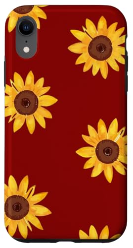 Sonnenblumen-Design, weich, Aquarell, Boho-Stil auf Rot Hülle für iPhone XR von Better You Tees Etc.