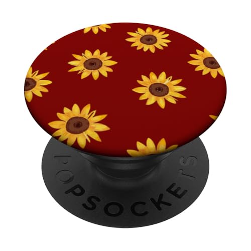Sonnenblumen-Design, weich, Aquarell, Boho-Stil auf Rot PopSockets Klebender PopGrip Sonnenblumen-Design, weich, Aquarell, Boho-Stil auf Rot PopSockets Klebender PopGrip von Better You Tees Etc.