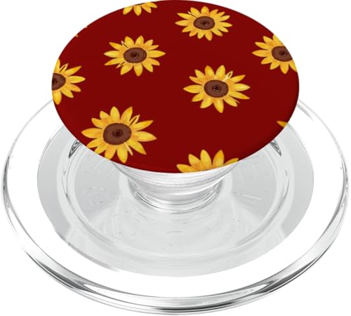 Sonnenblumen-Design, weich, Aquarell, Boho-Stil auf Rot PopSockets PopGrip für MagSafe von Better You Tees Etc.