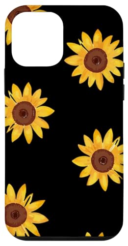 Sonnenblumen-Design, weich, Aquarell, Boho-Stil auf Schwarz Hülle für iPhone 12 mini Sonnenblumen-Design, weich, Aquarell, Boho-Stil auf Schwarz Hülle für iPhone 12 mini von Better You Tees Etc.