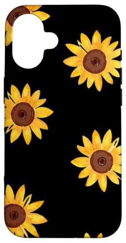 Sonnenblumen-Design, weich, Aquarell, Boho-Stil auf Schwarz Hülle für iPhone 16 Sonnenblumen-Design, weich, Aquarell, Boho-Stil auf Schwarz Hülle für iPhone 16 von Better You Tees Etc.