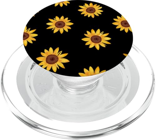 Sonnenblumen-Design, weich, Aquarell, Boho-Stil auf Schwarz PopSockets PopGrip für MagSafe Sonnenblumen-Design, weich, Aquarell, Boho-Stil auf Schwarz PopSockets PopGrip für MagSafe von Better You Tees Etc.