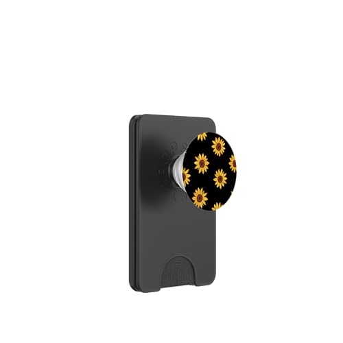 Sonnenblumen-Design, weich, Aquarell, Boho-Stil auf Schwarz PopSockets PopWallet für MagSafe Sonnenblumen-Design, weich, Aquarell, Boho-Stil auf Schwarz PopSockets PopWallet für MagSafe von Better You Tees Etc.