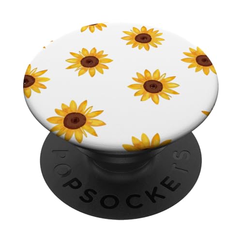 Sonnenblumen-Design, weich, Aquarell, Boho-Stil auf Weiß PopSockets Klebender PopGrip Sonnenblumen-Design, weich, Aquarell, Boho-Stil auf Weiß PopSockets Klebender PopGrip von Better You Tees Etc.