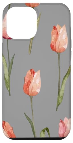 Tulpen Design Soft Aquarell Boho Stil auf Grau Hülle für iPhone 12 Pro Max Tulpen Design Soft Aquarell Boho Stil auf Grau Hülle für iPhone 12 Pro Max von Better You Tees Etc.