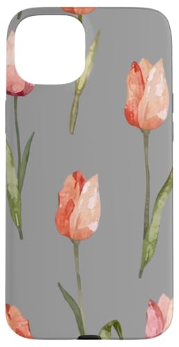 Tulpen Design Soft Aquarell Boho Stil auf Grau Hülle für iPhone 15 Plus Tulpen Design Soft Aquarell Boho Stil auf Grau Hülle für iPhone 15 Plus von Better You Tees Etc.