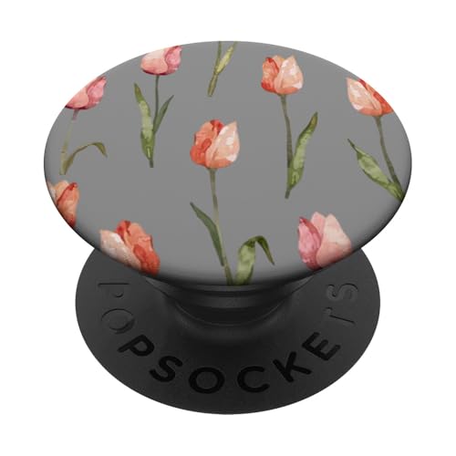 Tulpen Design Soft Aquarell Boho Stil auf Grau PopSockets Klebender PopGrip Tulpen Design Soft Aquarell Boho Stil auf Grau PopSockets Klebender PopGrip von Better You Tees Etc.