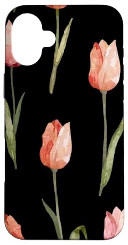 Tulpen Design Soft Watercolor Boho Style on Black Hülle für iPhone 16 Plus Tulpen Design Soft Watercolor Boho Style on Black Hülle für iPhone 16 Plus von Better You Tees Etc.