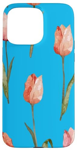 Tulpen Design Soft Watercolor Boho Style on Light Blue Hülle für iPhone 15 Pro Max Tulpen Design Soft Watercolor Boho Style on Light Blue Hülle für iPhone 15 Pro Max von Better You Tees Etc.