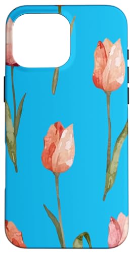 Tulpen Design Soft Watercolor Boho Style on Light Blue Hülle für iPhone 16 Pro Max Tulpen Design Soft Watercolor Boho Style on Light Blue Hülle für iPhone 16 Pro Max von Better You Tees Etc.