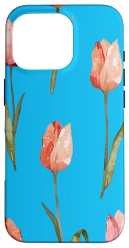 Tulpen Design Soft Watercolor Boho Style on Light Blue Hülle für iPhone 16 Pro Tulpen Design Soft Watercolor Boho Style on Light Blue Hülle für iPhone 16 Pro von Better You Tees Etc.