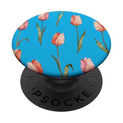 Tulpen Design Soft Watercolor Boho Style on Light Blue PopSockets Klebender PopGrip Tulpen Design Soft Watercolor Boho Style on Light Blue PopSockets Klebender PopGrip von Better You Tees Etc.