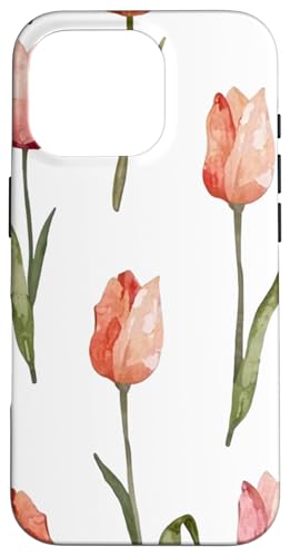 Tulpen Design Soft Watercolor Boho Style on White Hülle für iPhone 16 Pro Tulpen Design Soft Watercolor Boho Style on White Hülle für iPhone 16 Pro von Better You Tees Etc.