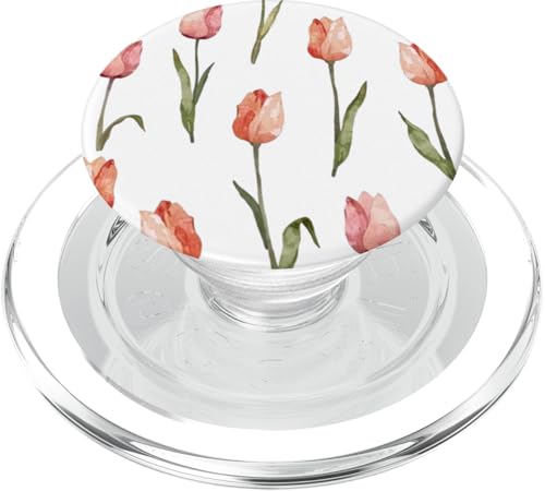 Tulpen Design Soft Watercolor Boho Style on White PopSockets PopGrip für MagSafe von Better You Tees Etc.