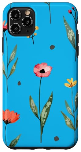 Wildblumen-Design, weich, Aquarell, Boho-Stil, Blumenmuster auf Blau Hülle für iPhone 11 Pro Max Wildblumen-Design, weich, Aquarell, Boho-Stil, Blumenmuster auf Blau Hülle für iPhone 11 Pro Max von Better You Tees Etc.