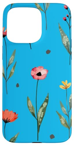 Wildblumen-Design, weich, Aquarell, Boho-Stil, Blumenmuster auf Blau Hülle für iPhone 15 Pro Max Wildblumen-Design, weich, Aquarell, Boho-Stil, Blumenmuster auf Blau Hülle für iPhone 15 Pro Max von Better You Tees Etc.
