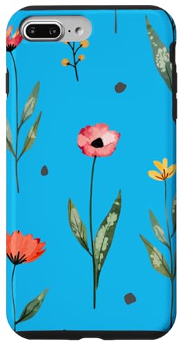 Wildblumen-Design, weich, Aquarell, Boho-Stil, Blumenmuster auf Blau Hülle für iPhone 7 Plus/8 Plus Wildblumen-Design, weich, Aquarell, Boho-Stil, Blumenmuster auf Blau Hülle für iPhone 7 Plus/8 Plus von Better You Tees Etc.