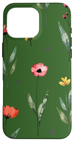 Wildblumen-Design, weich, Aquarell, Boho-Stil, Blumenmuster auf Grün Hülle für iPhone 16 Pro Max Wildblumen-Design, weich, Aquarell, Boho-Stil, Blumenmuster auf Grün Hülle für iPhone 16 Pro Max von Better You Tees Etc.