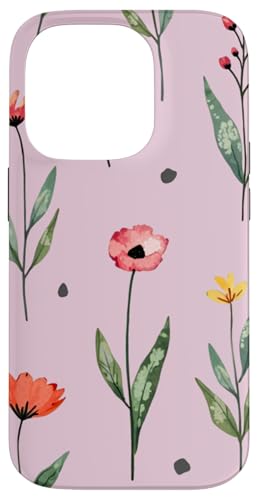 Wildblumen-Design, weich, Aquarell, Boho-Stil, Blumenmuster auf Rosa Hülle für iPhone 14 Pro von Better You Tees Etc.