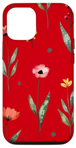 Wildblumen-Design, weich, Aquarell, Boho-Stil, Blumenmuster auf Rot Hülle für iPhone 12/12 Pro Wildblumen-Design, weich, Aquarell, Boho-Stil, Blumenmuster auf Rot Hülle für iPhone 12/12 Pro von Better You Tees Etc.