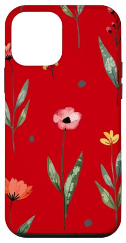 Wildblumen-Design, weich, Aquarell, Boho-Stil, Blumenmuster auf Rot Hülle für iPhone 12 mini Wildblumen-Design, weich, Aquarell, Boho-Stil, Blumenmuster auf Rot Hülle für iPhone 12 mini von Better You Tees Etc.