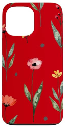 Wildblumen-Design, weich, Aquarell, Boho-Stil, Blumenmuster auf Rot Hülle für iPhone 13 Pro Max Wildblumen-Design, weich, Aquarell, Boho-Stil, Blumenmuster auf Rot Hülle für iPhone 13 Pro Max von Better You Tees Etc.