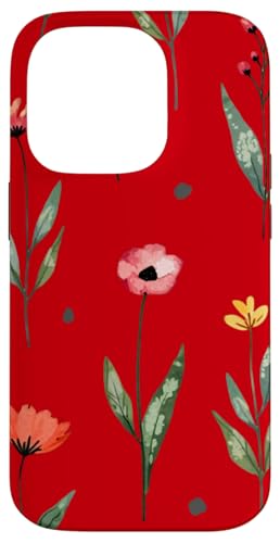 Wildblumen-Design, weich, Aquarell, Boho-Stil, Blumenmuster auf Rot Hülle für iPhone 14 Pro Wildblumen-Design, weich, Aquarell, Boho-Stil, Blumenmuster auf Rot Hülle für iPhone 14 Pro von Better You Tees Etc.